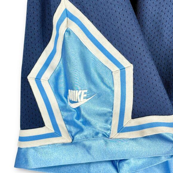 Y2K Vintage Nike Basketball Blue Mesh UNC Tarheels Athletic Shorts M Black Tag - Picture 4 of 10